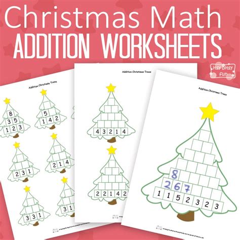 christmas math worksheets addition tree itsy bitsy fun