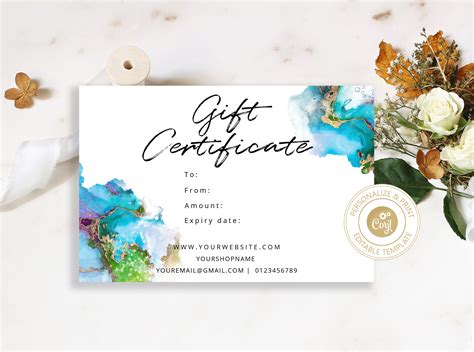 editable gift certificate template corjl printable abstract gift