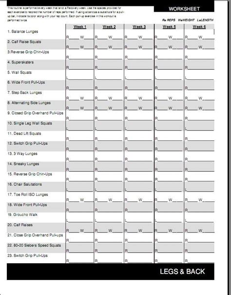 15 Minute P90x Chest And Back Workout Sheet For Fat Body Fitness And