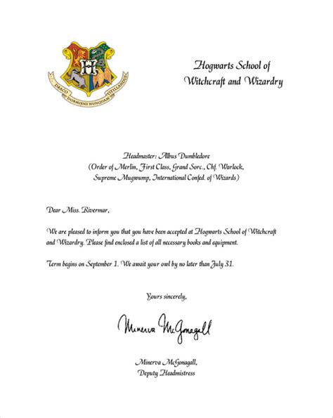 hogwarts acceptance letter   documents   word psd