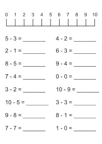 number  subtraction sheets kindergarten subtraction