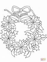 Couronne Colorier Cloches Kerstkrans Poinsettia Wreaths Albanysinsanity Kleurplaten Imprimé Riscos Vegetal sketch template