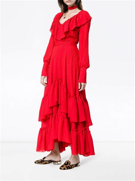 Lyst Rejina Pyo Ruffled And Tiered Maxi Dress In Red