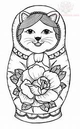 Coloring Dolls Nesting Pages Russian Matryoshka Cat Colorier Coloriage Doll Dessin Tattoo Printable Colouring Getcolorings Chats Weheartit sketch template