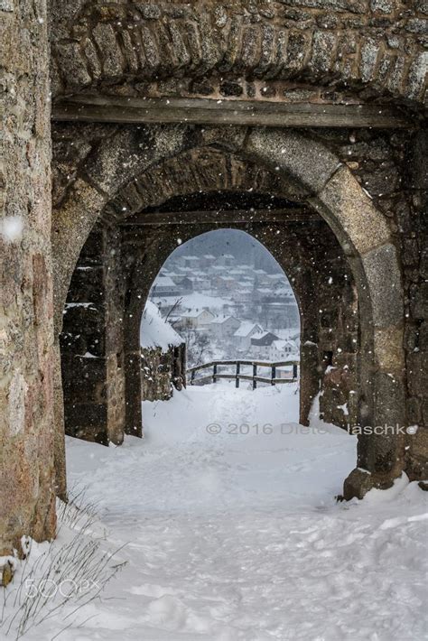 castle gateway winter scenes scenery winter wonder