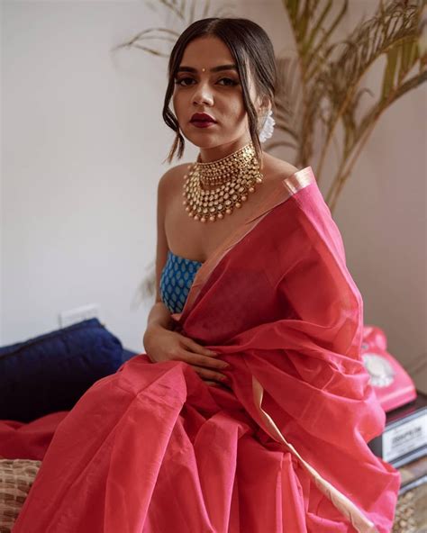 komal pandey   pink chanderi chetna bagga saree indian saree blouses designs indian