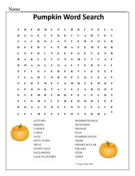 pumpkin word search  torlines teaching treasures tpt