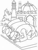 Eid Coloring Pages Colouring Sheets Kids Islam Muslim Islamic Praying Color sketch template