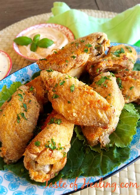 crispy oven baked chicken wings  dipping sauces taste  healing