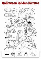 Hidden Halloween Printable Objects Find Object Puzzles Coloring Pages Printablee Via sketch template