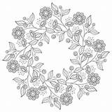 Coloring Pages Flowers Advanced Flower Adult Floral Adults Colouring Mandala Patterns Printable Embroidery Book Sheets Wreath Pattern Hand Just Kids sketch template