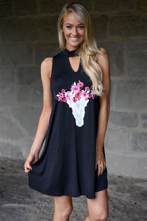 summer sleeveless knee length little black floral dress online store