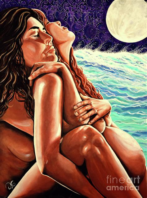 bliss lesbian lesbians female figures moon waves ocean