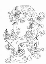 Diwali Laxmi sketch template