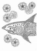 Coloring Shark Pages Adult Colouring Printable Instant Adults Etsy Sea Advanced Sharks Detailed Beach Mandala Color Colorir Coloriage Zentangle Artist sketch template