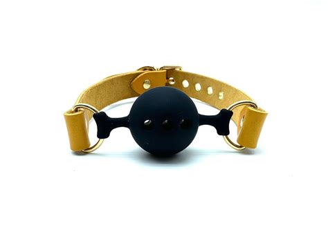 Bdsm Ball Gag Mona Yellow Leather Mouth Restraint 1 75 Breathable