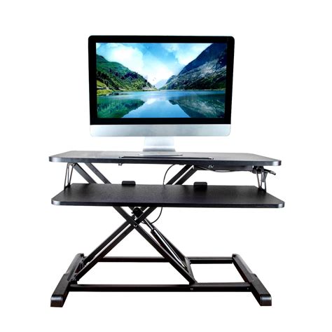 impact mounts height adjustable ergonomic desk monitor riser tabletop sit  stand workstation