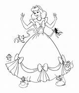 Cinderella Princess Coloring Disney Pages Her Gown sketch template