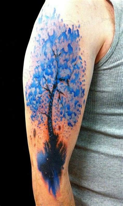 blue watercolor tree tattoo tattoo ideas pinterest