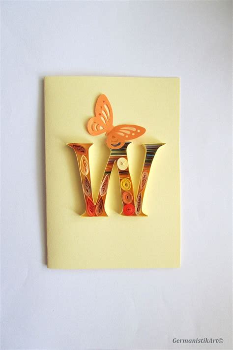 quilling  initial letter card  letter monogramed card  etsy