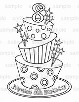 Cake Birthday Printable Whimsical Coloring Personalized Kids Drawings Wonderland sketch template