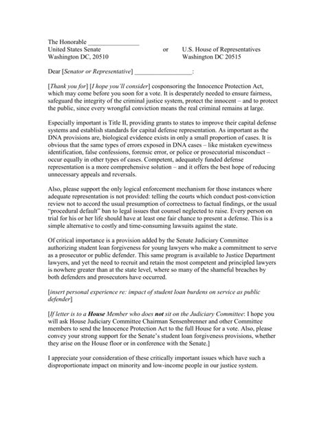sample letter  defenders  write  congressional representatives