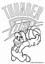 Coloring Pages Thunder Oklahoma City Nba Logo Mario Okc Printable Lakers Basketball Drawing Spurs San Antonio Maatjes Super Sheets Print sketch template