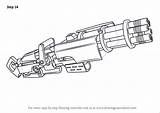 Fortnite Gun Minigun Drawingtutorials101 sketch template