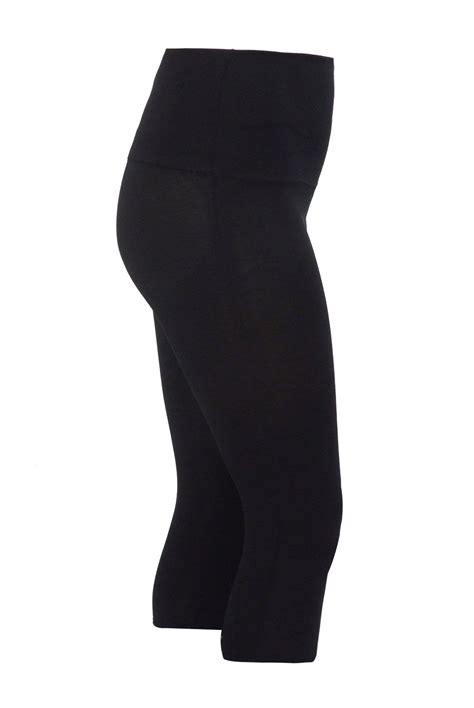 Black Tummy Control Soft Touch Cropped Leggings Plus Size 16 To 36