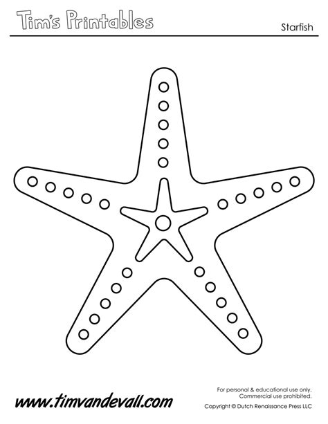 starfish outline tims printables