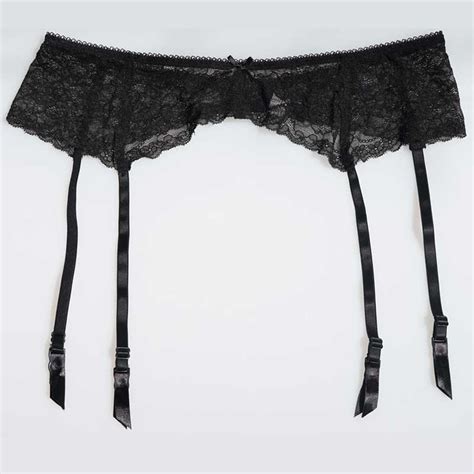 plus size sexy lace metal clips buckles women s garters black for