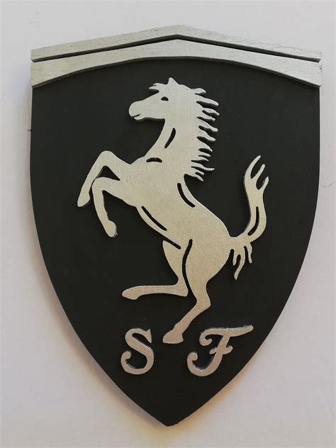 black silver ferrari logo wall sign