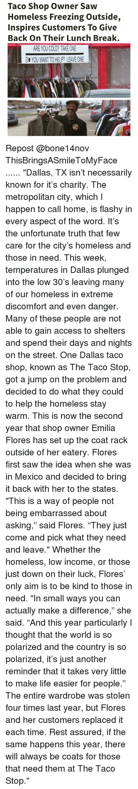 Taco Shop Owner Saw Homeless Freezing Outside Inspires