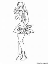Lady Coloring Pages Gaga Line Color Getcolorings Popular Getdrawings Library Clipart Drawing sketch template