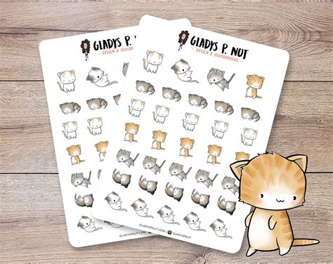 cat stickers sheets cat stickers cute stickers planner stickers