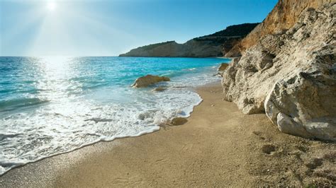 exotic blue colour   beach lefkada greece wallpaper backiee