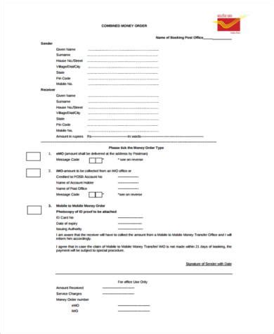 sample money order forms   ms word