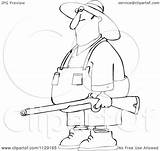 Hillbilly Man Redneck Rifle Clipart Cartoon Carrying Outlined Hillbillies Royalty Vector Dennis Cox Template Coloring Pages sketch template