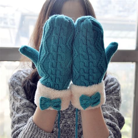 bowtie mitten gloves  faux furs cuff  women   luulla