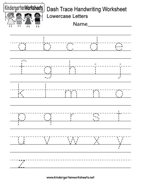 kindergarten dash trace handwriting worksheet printable handwriting
