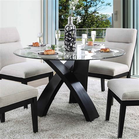 furniture  america evans contemporary  glass dining table
