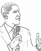 Coloring Speech Barack Obama Giving Smiling sketch template