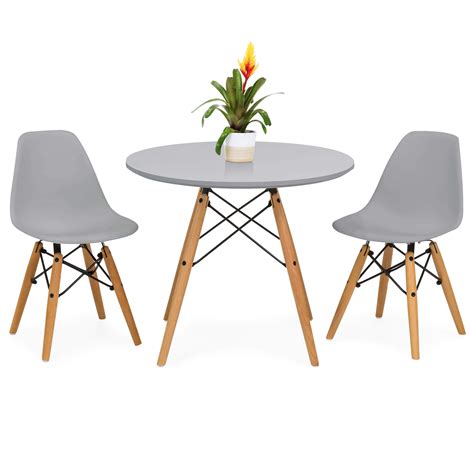 choice products kids mid century modern dining room  table set   armless chairs