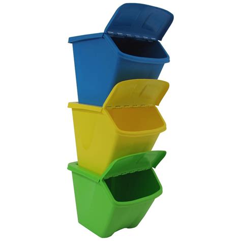 taurus  gal multi color stackable outdoor recycling bin  pack   home depot