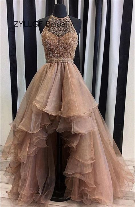 zyllgf bridal asymmetrical beaded high low prom dresses short front