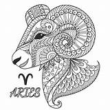 Aries Zodiaco Signos Element Signe Mandalas Widder Teken Boekpagina Kleurende Ontwerpelement Progettazione Signo Animales Angles Quadrilaterals Elemento Ariete Segno Ontwerp sketch template