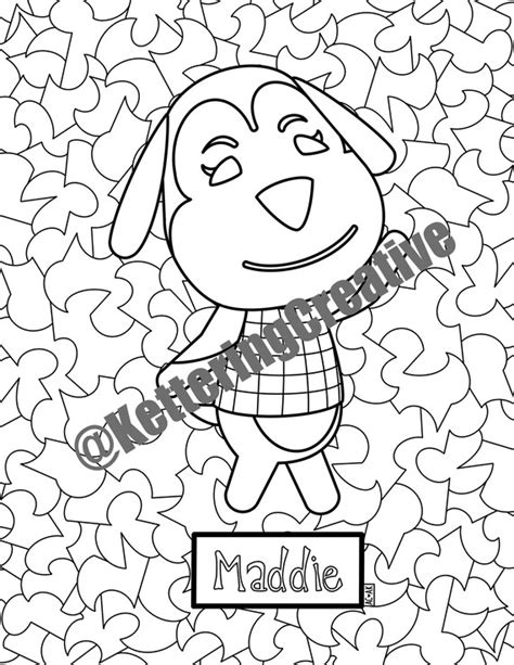 maddie coloring page animal crossing etsy