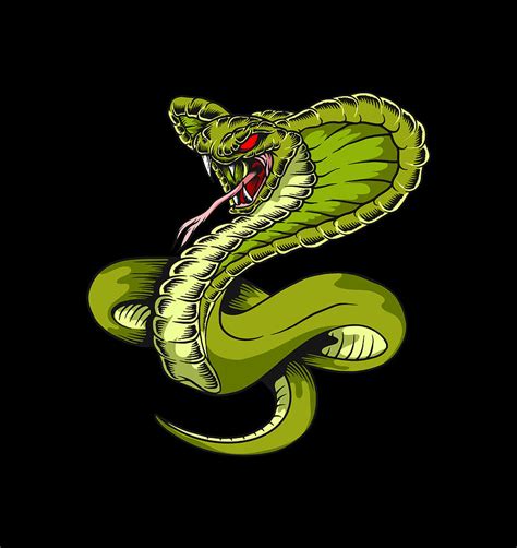 angry green cobra snake digital art  sambel pedes fine art america