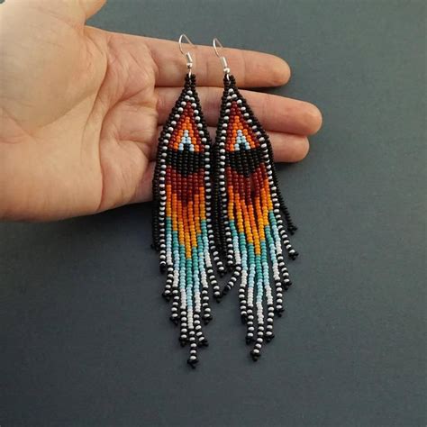 native beaded earrings seed bead earrings native america etsy