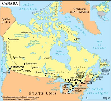 carte du canada avec villes voyage carte plan